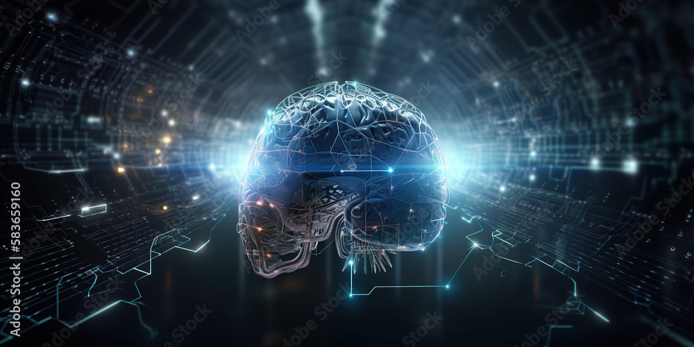 Visualizing the Future: A Brain Background for Digital Transformation Concepts - Generative AI Visualizing the Future: A Brain Background for Digital Transformation Concepts - Generative AI