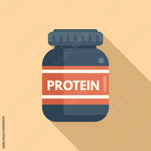 Protein jar icon flat vector. Food nutrition. Health meal
