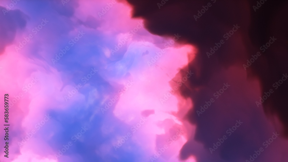 Fototapeta premium red-violet nebula in outer space, horsehead nebula, unusual colorful nebula in a distant galaxy, red nebula 3d render 