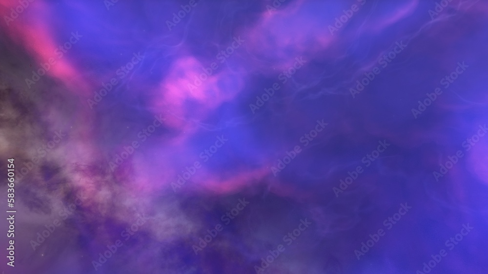 Nebula gas cloud in deep outer space, science fiction illustration, colorful space background with stars 3d render

