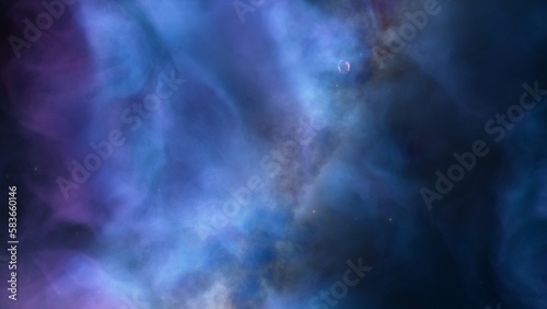 Nebula gas cloud in deep outer space, science fiction illustration, colorful space background with stars 3d render