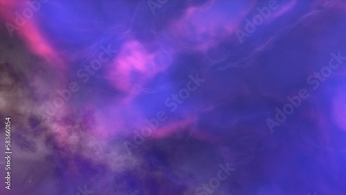 Nebula gas cloud in deep outer space, science fiction illustration, colorful space background with stars 3d render