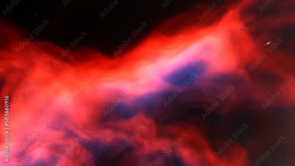 Fototapeta premium bright nebula, nebula in space, majestic red-purple nebula, beautiful space background 3D render 