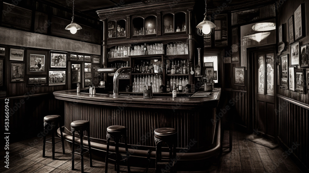 Illustration of a saloon bar. AI generated Illustration of a saloon bar. AI generated