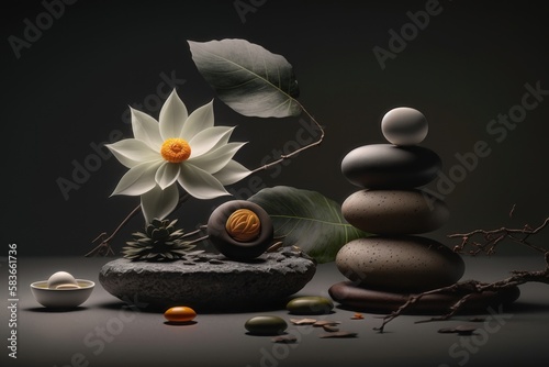 Tranquility in motion yoga-inspired still life photography. AI generated
