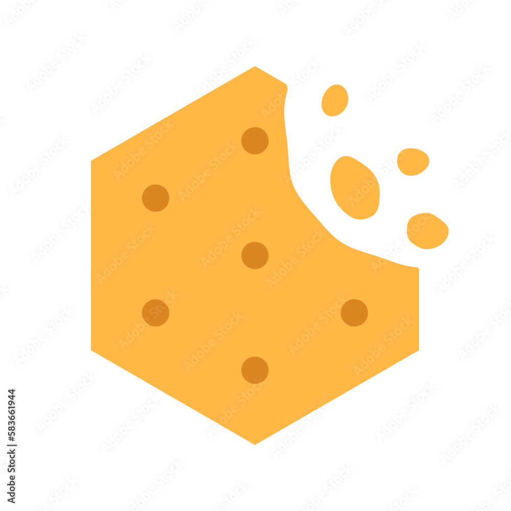 Crispy cheese cracker with chips isolated on white background. Hexagonal salted crunchy meal sign flat design. Baked wheat dessert with crumb. Healthy breakfast broken cookie vector illustration. Crispy cheese cracker with chips isolated on white background. Hexagonal salted crunchy meal sign flat design. Baked wheat dessert with crumb. Healthy breakfast broken cookie vector illustration.