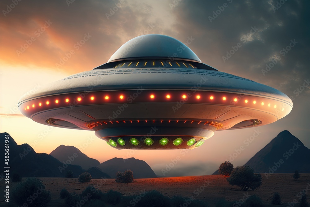 Obraz premium UFO unidentified flying object. AI generated