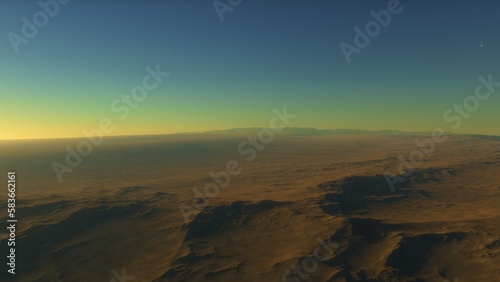 landscape on planet Mars  scenic desert scene on the red planet 