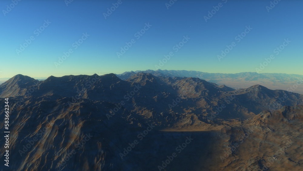 Mars like red planet, with arid landscape, rocky hills and mountains, for space exploration and science fiction backgrounds.
Mars like red planet, with arid landscape, rocky hills and mountains, for space exploration and science fiction backgrounds.