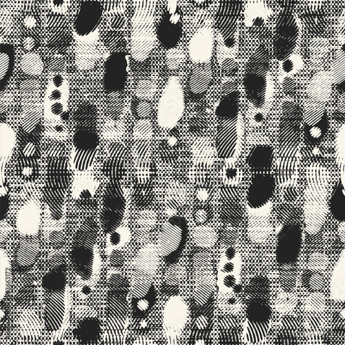 Monochrome Glitch Effect Textured Mesh Pattern