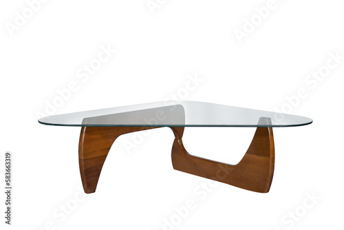 wood glass table isolated photo