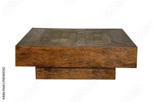 wooden box table isolated on white