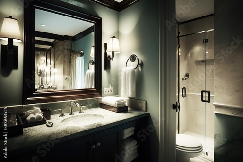Luxury hotel bathroom  generative ai