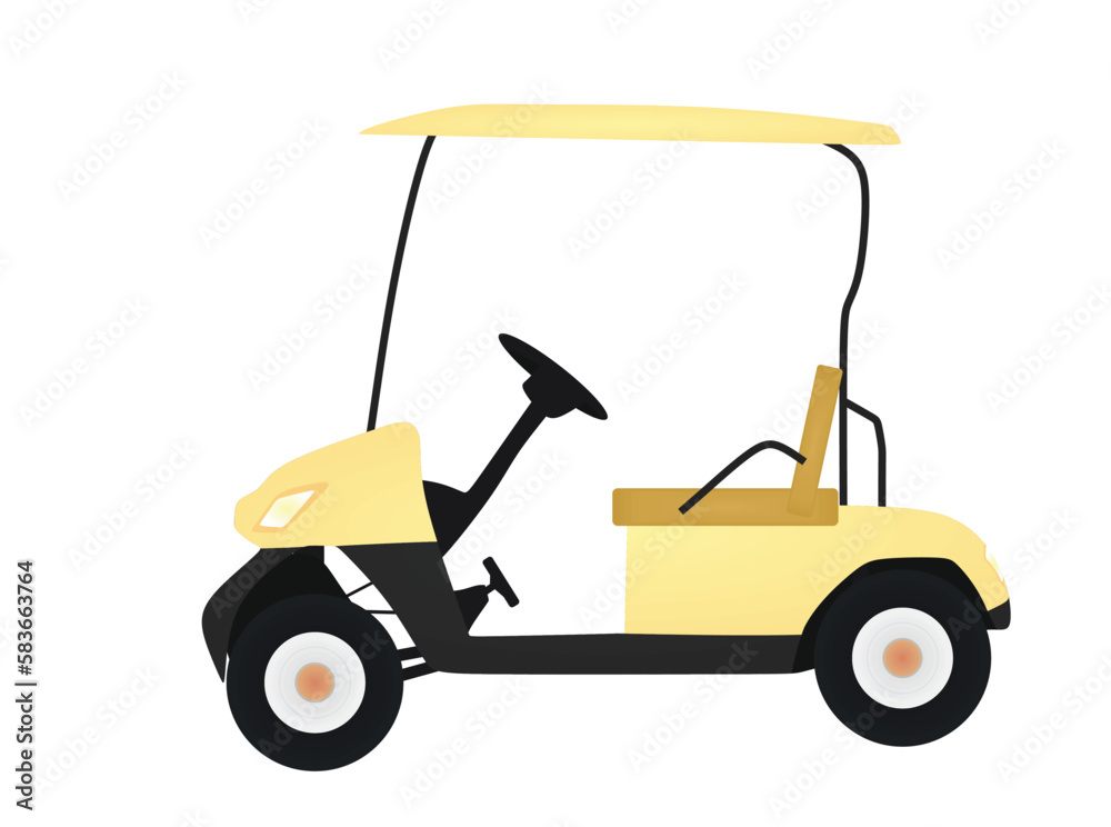 Yellow golf car. vector illustration