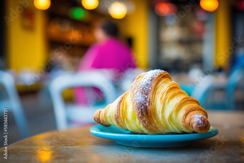 Wallpaper Mural french croissant on the table, generative AI Torontodigital.ca
