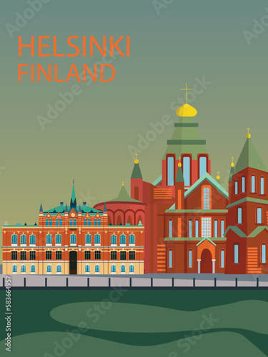 Helsinki travel poster