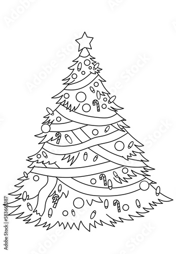 hand drawn christmas tree