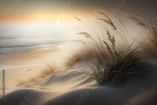 Sand dune on a beach, Generative AI