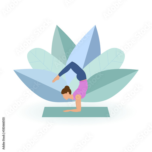 Yoga, fitness, meditation classes. Vector illustration.