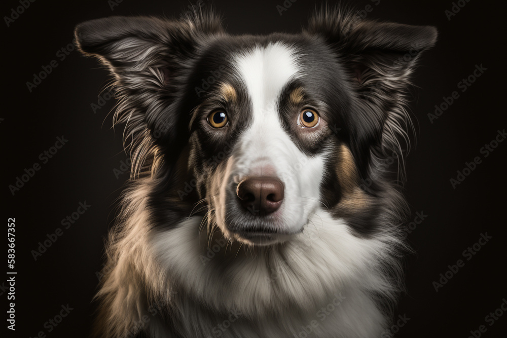 Majestic Border Collie on Dark Background: Capturing the Intelligence and Grace of the Breed