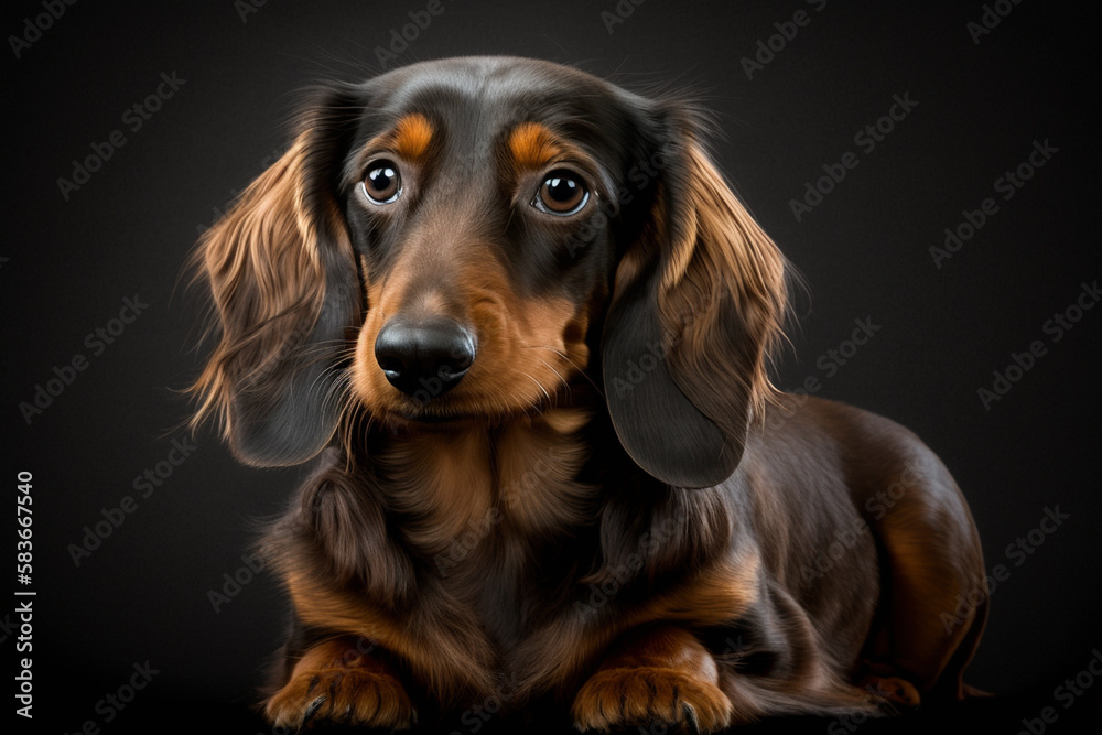 Captivating Dachshund Dog Image on Dark Background: Celebrating the Lively and Loyal Breed Traits