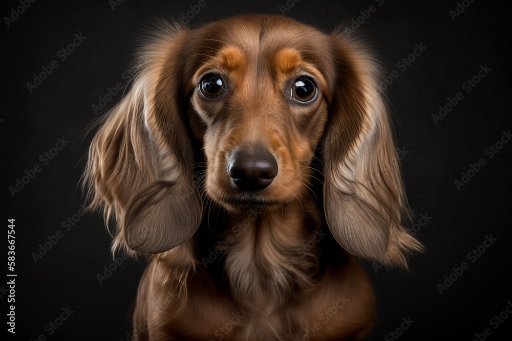 Captivating Dachshund Dog Image on Dark Background: Celebrating the Lively and Loyal Breed Traits