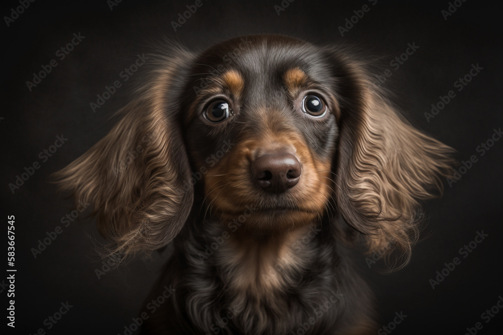 Captivating Dachshund Dog Image on Dark Background: Celebrating the Lively and Loyal Breed Traits