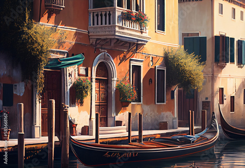 illustration Painting Venice, Italy. Generative AI
