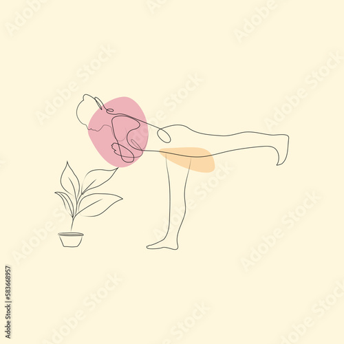 Yoga Sittiong in Woman Sitting. Continuous One Line Drawing. Modern Vector Illustration