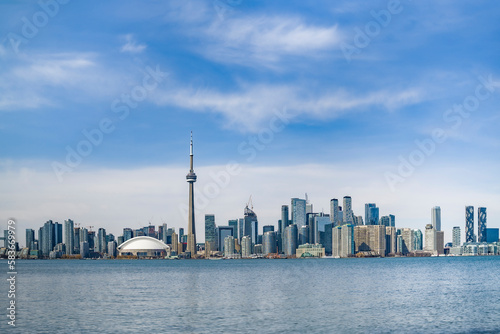 view of toronto skyline from toronto island