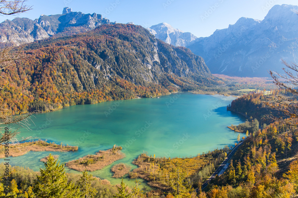 Lake Almsee in the Almtal valley as one of the most beautiful areas in