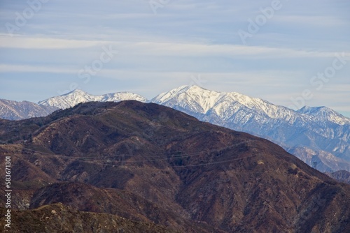 Snow dusts the San Gabriel Mountains that rise above Greater Los Angeles