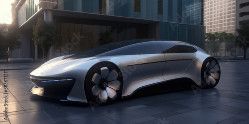Futuristic electric sports design car, generative AI © carballo