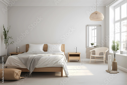 Scandinavian style room, Bedroom Frame Mockup, Digital Bedroom Frame Mockup Poster Mockup, Print Mockup, Poster Mockup JPG © Aivis