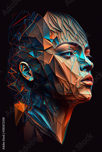 Exploring the Future of Art  AI-Generated Abstract Female Face digital art