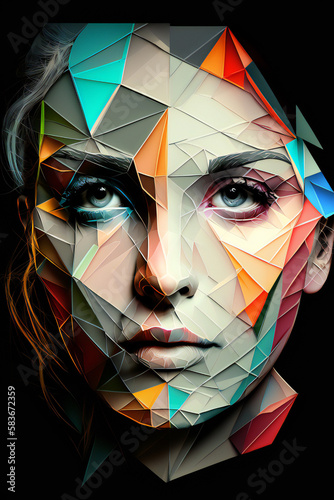 Exploring the Future of Art  AI-Generated Abstract Female Face digital art