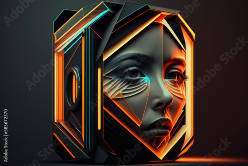 Exploring the Future of Art  AI-Generated Abstract Female Face digital art