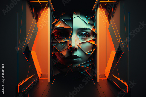 Exploring the Future of Art  AI-Generated Abstract Female Face digital art