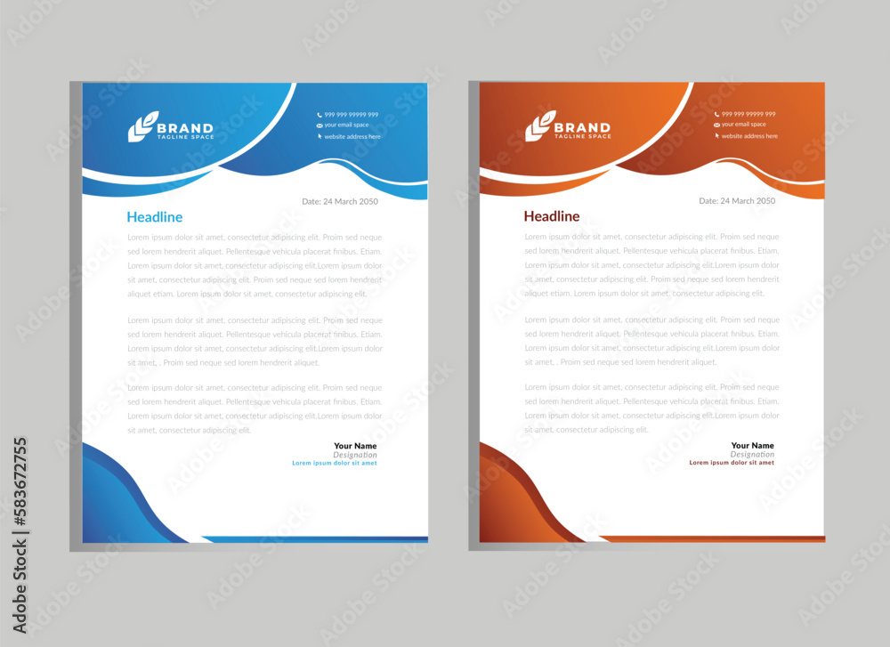 modern letterhead template for business. modern letterhead template for business.