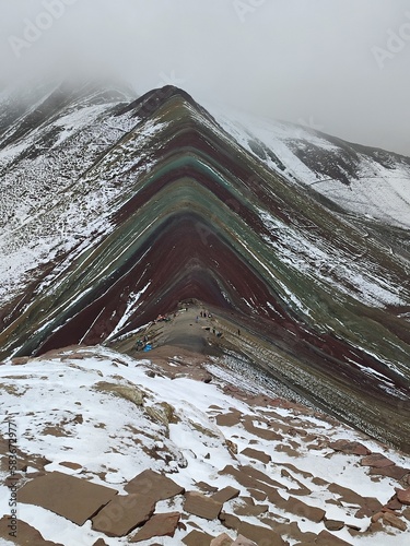 snow on the rainbow mountain photo