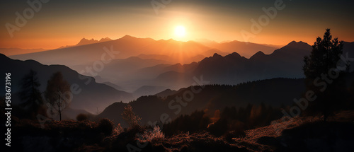 Mountains at Sunset © Synaptic Studio