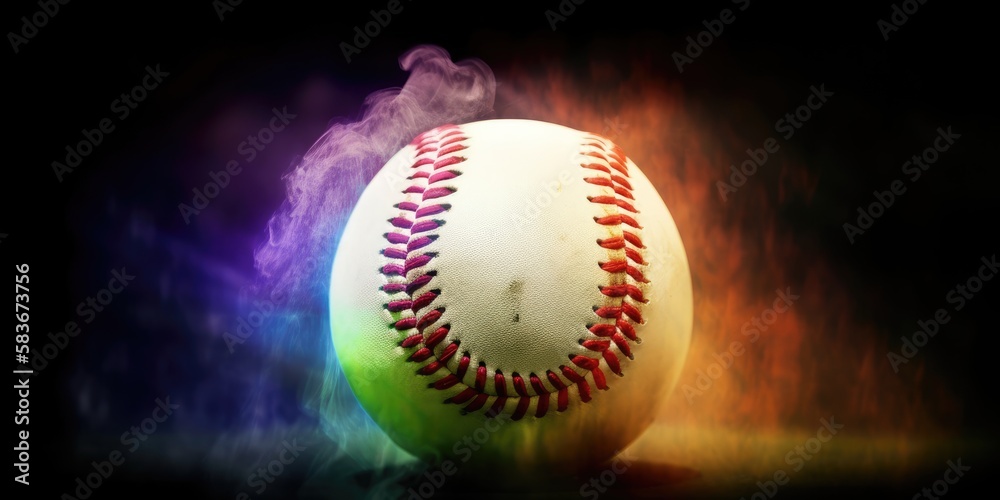 Baseball in smoke, AI Baseball in smoke, AI