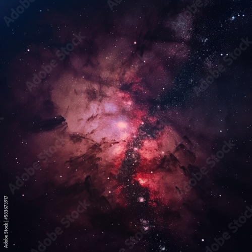 Space background, nebula with stars, galaxy art illustration, AI