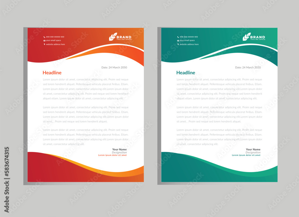 modern letterhead template for business. modern letterhead template for business.
