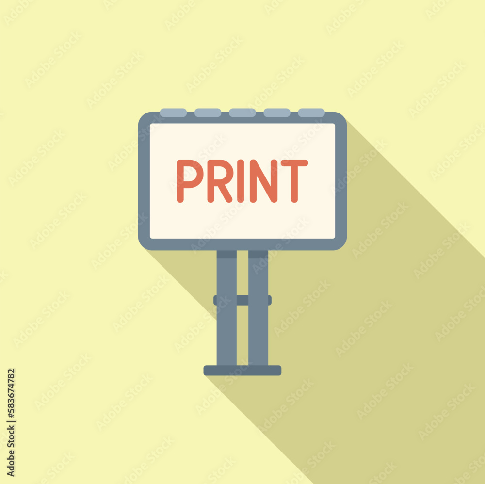 Billboard print icon flat vector. Printer machine. Industry copy Billboard print icon flat vector. Printer machine. Industry copy