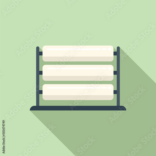 Plotter stand roll icon flat vector. Digital print. Paint industry