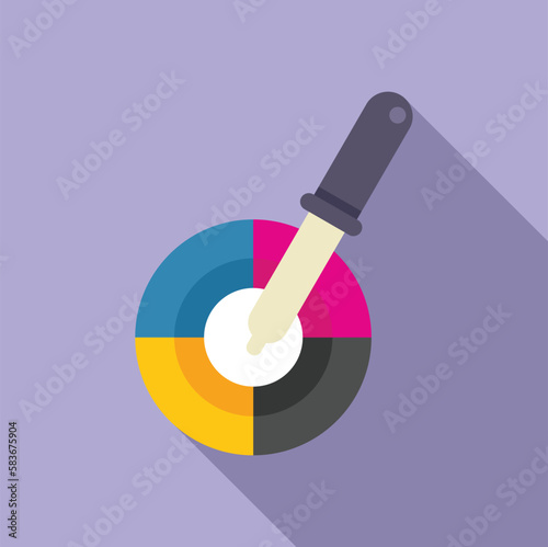 Cmyk pipette icon flat vector. Digital print. Color paper