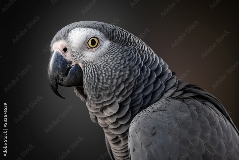 Fototapeta premium African gray parrot close-up. generative AI.