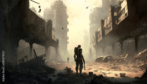 A post-apocalyptic wasteland. Generative AI