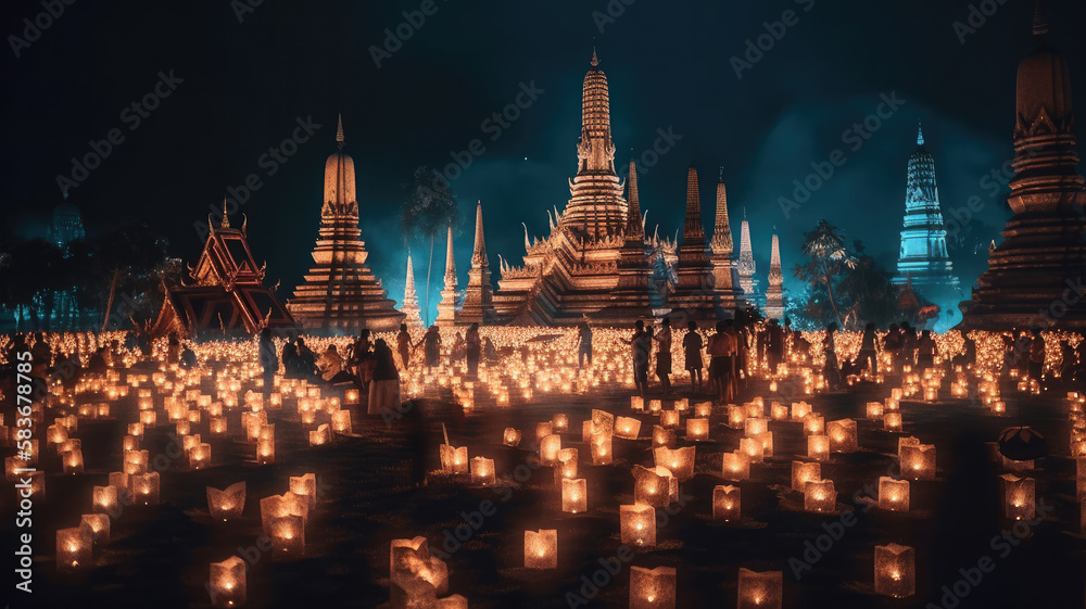 custom made wallpaper toronto digitalloy krathong festival at thailand created with Generative AI technology